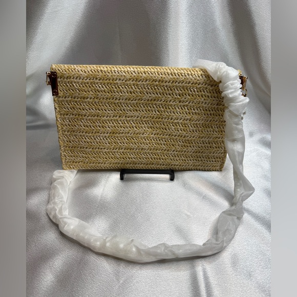 NIB Dior Beauty Raffia Straw Pouch Bag w/ Unbranded Pearl Chain - Picture 5 of 10